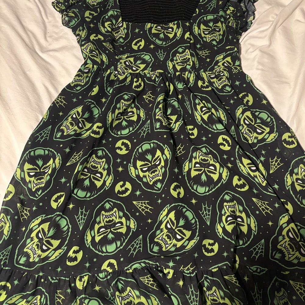 Sourpuss Werewolf Black and Green Dress